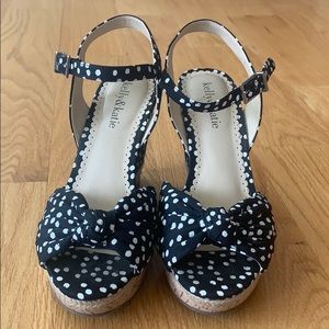 Kelly & Katie Black and White Polka Dot Wedges